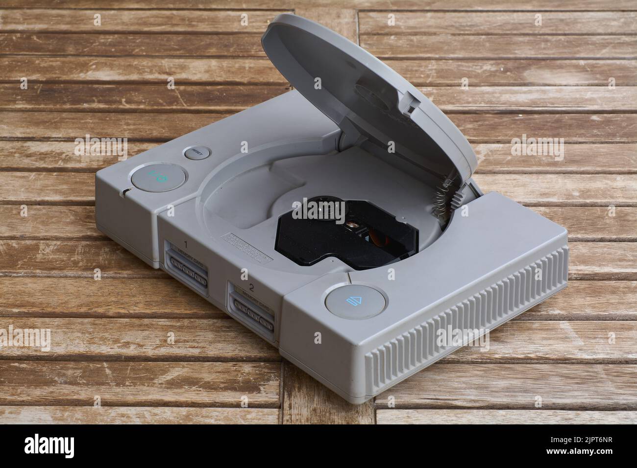 Barcelona, Spain - August 24,2022: 1998 PlayStation game console Stock Photo