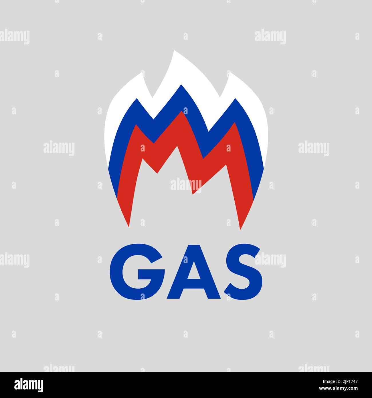 Russian gas flame. Energy crisis in Europe. Flat vector illustration