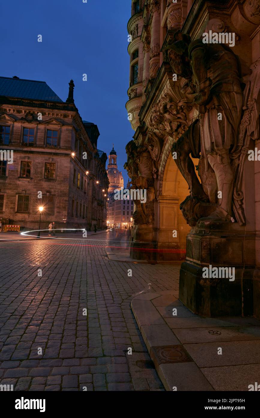 Night guards of Dresden. Night city view Stock Photo Alamy