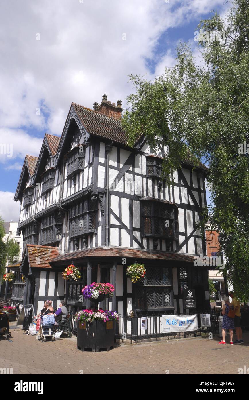 The half-timbered Jacobean black and White House museum, High Town, Hereford, England Stock Photo