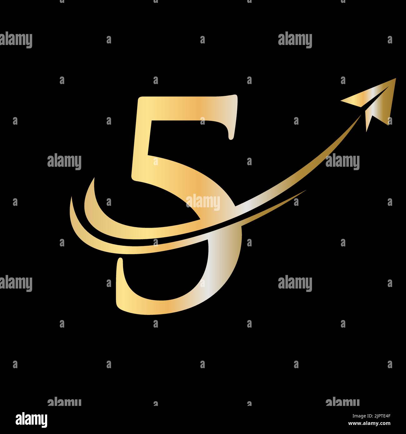 Letter 5 Travel Logo Vector Template. Initial Travel Logo on Letter 5 Symbol Concept Stock Vector