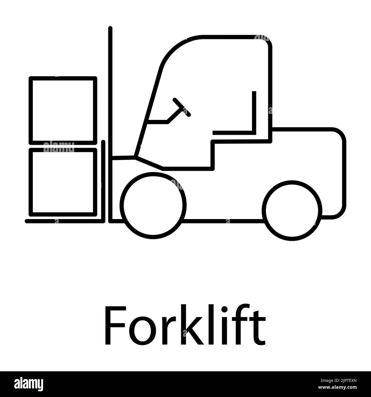 Forklift transport icon, industry vehicle machine symbol, fork truck
