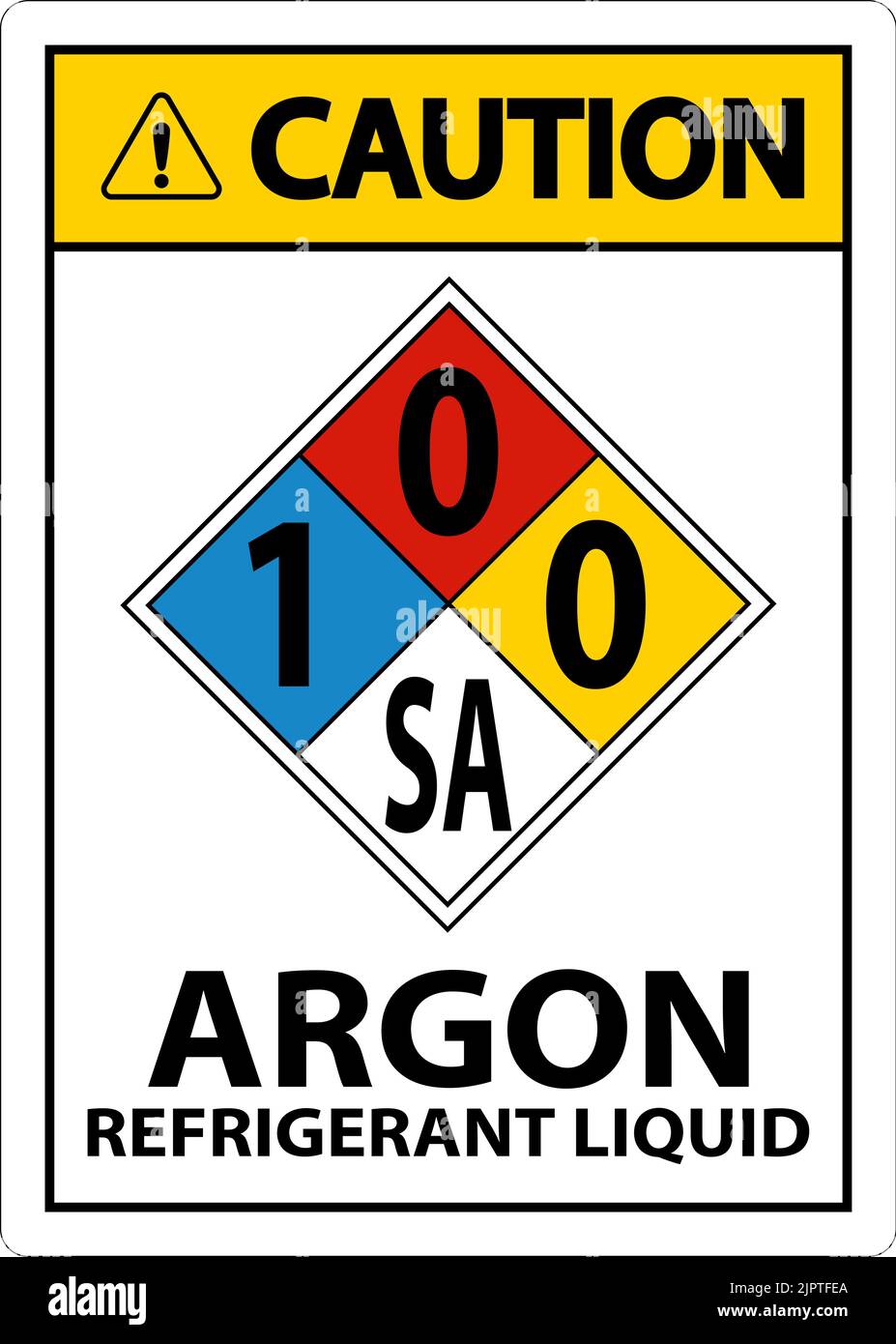 NFPA Caution Argon Refrigerant Liquid 100SA Sign Stock Vector Image