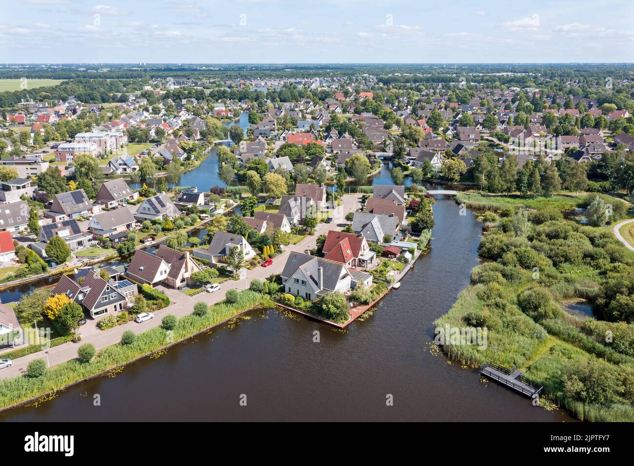 Aerial from the city Joure in Friesland the Netherlands Stock Photo