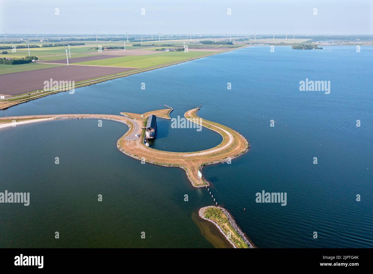 Aerial from the tulip island near Zeewolde in the Netherlands Stock Photo