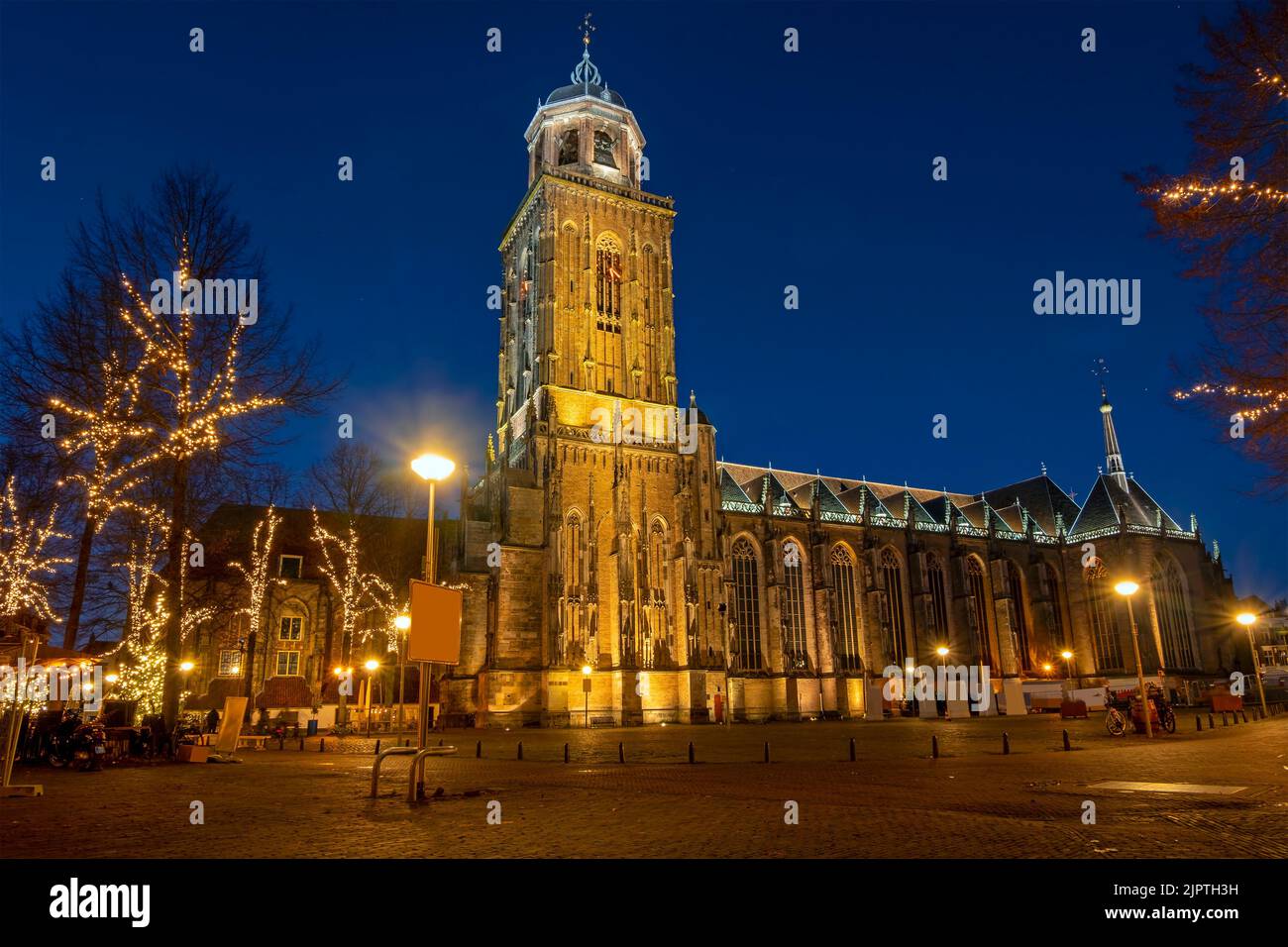 The Lebinius church in Deventer the Netherlands at sunset Stock Photo