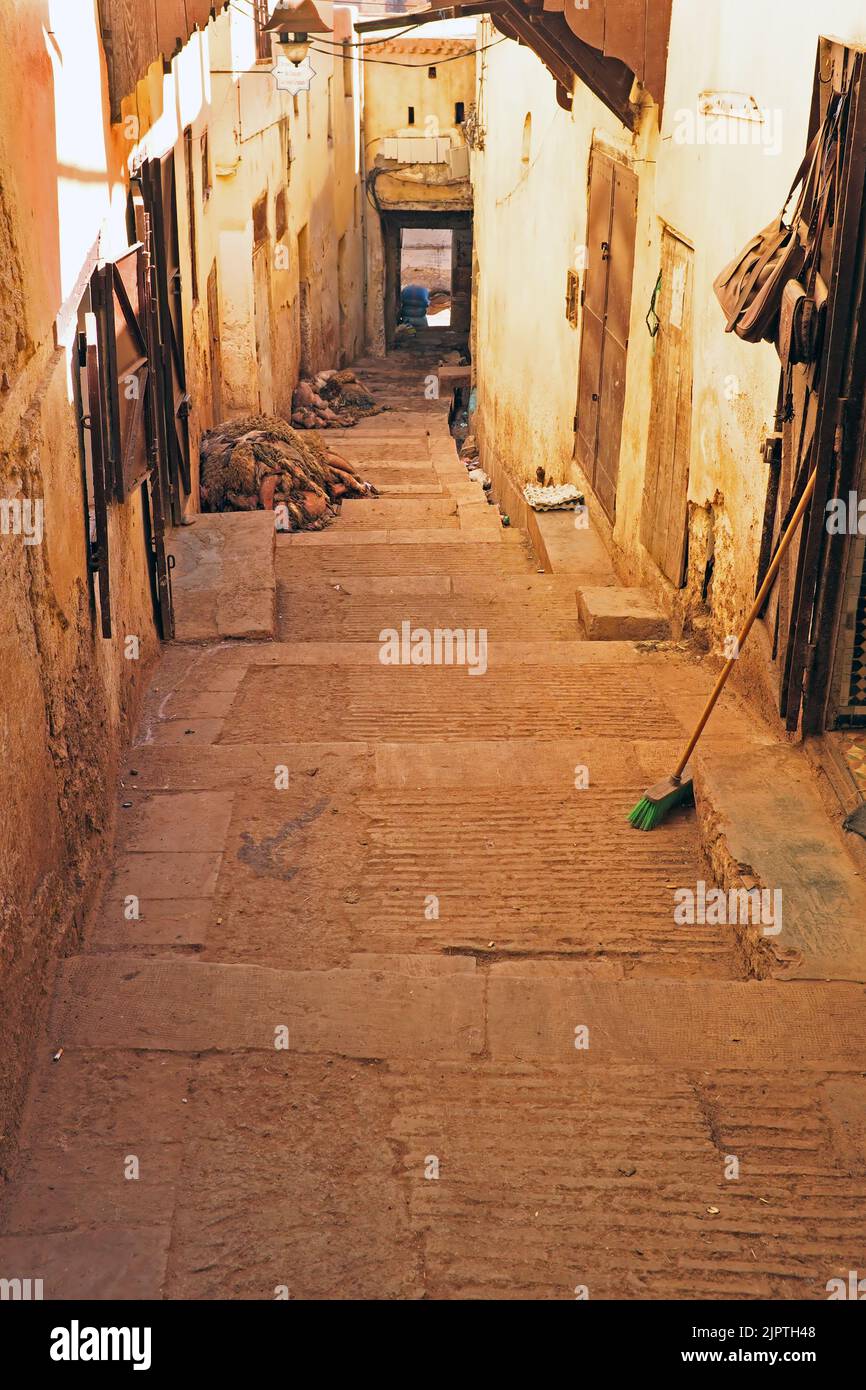 Old street in the souk in Fez Morocco Stock Photo
