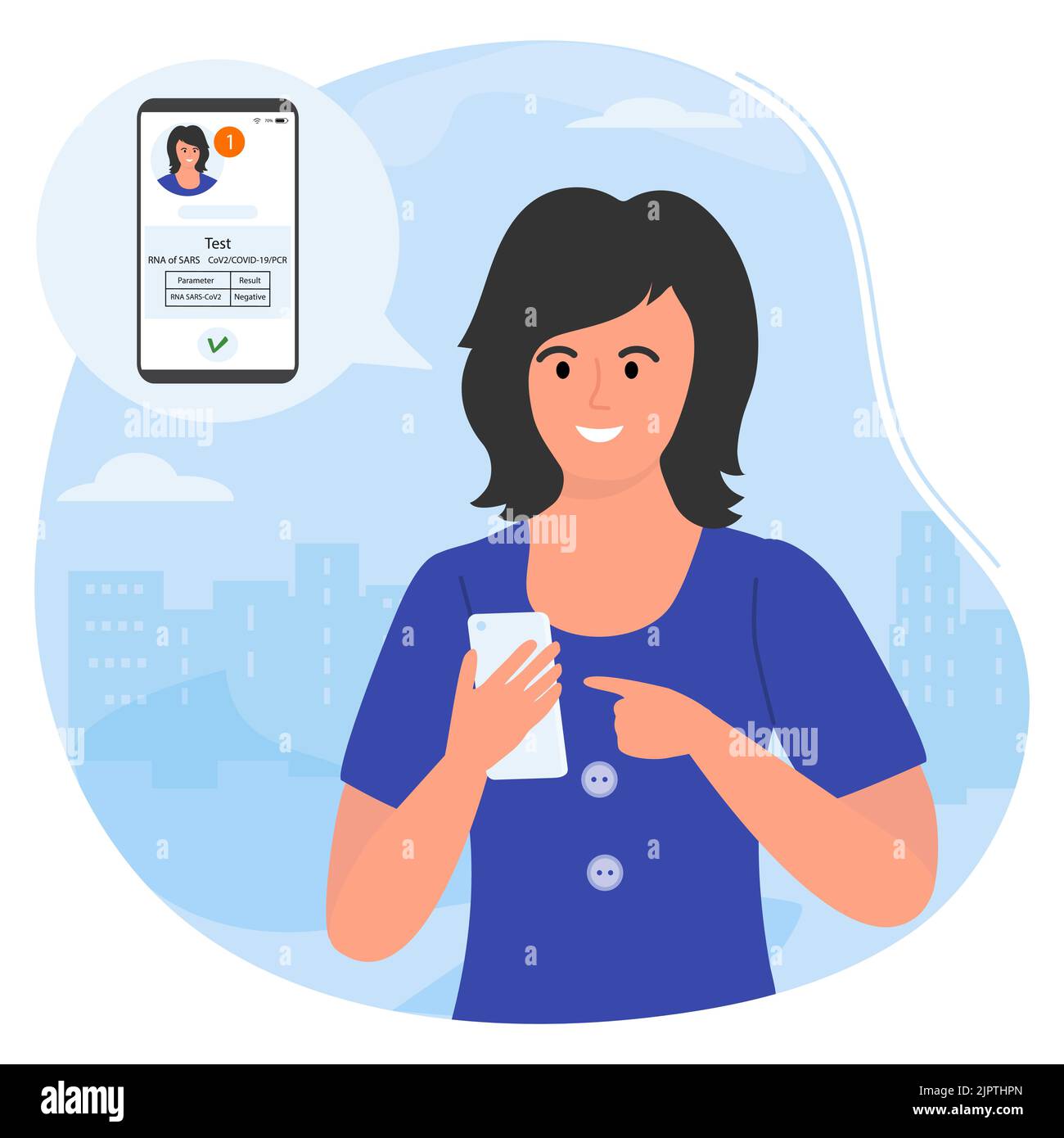 Vector illustration Man receives the result of PCR test from