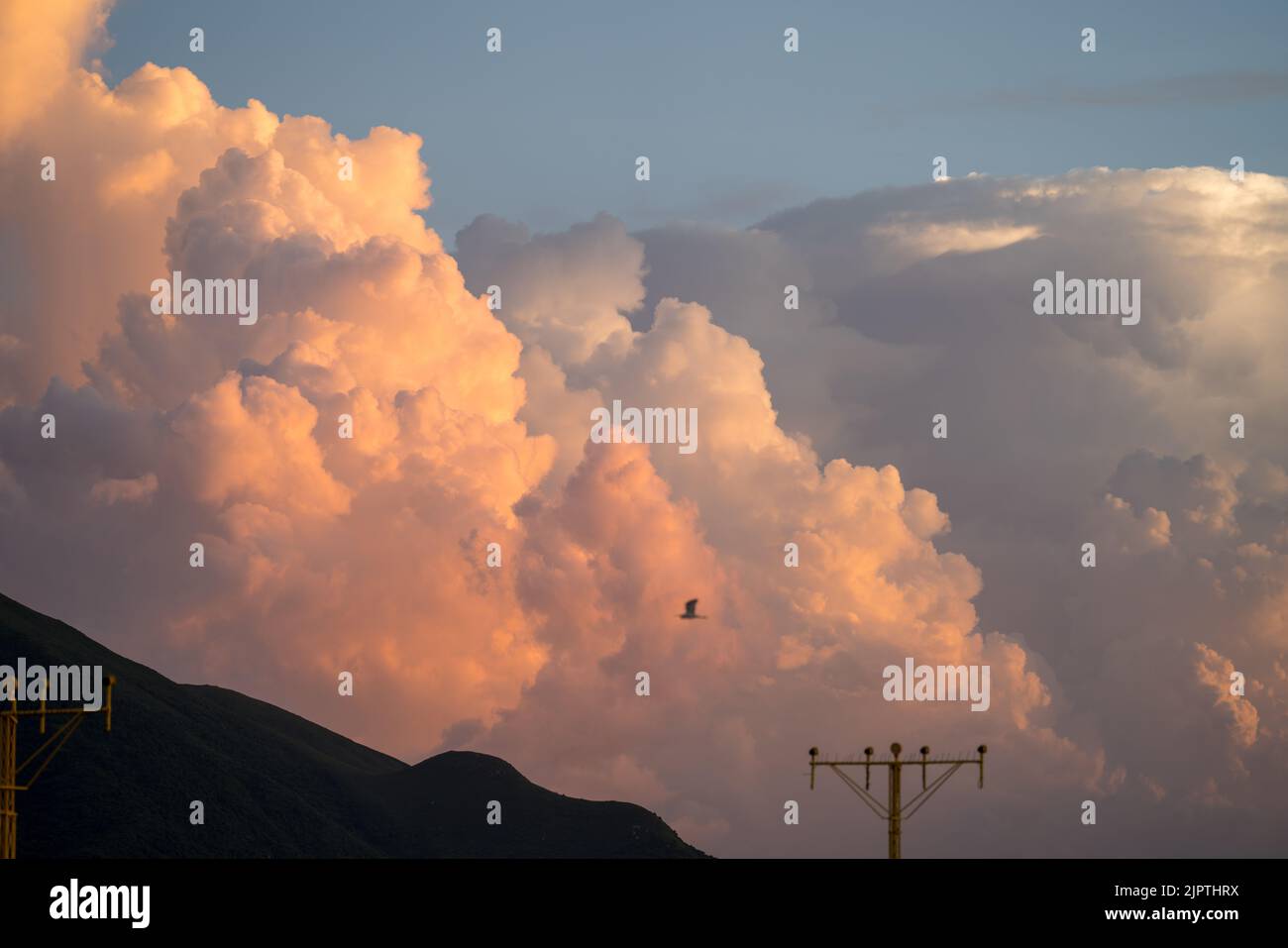 Catching the Sunset after the Rain, Chek Lap Kok. (August 2022) Stock Photo