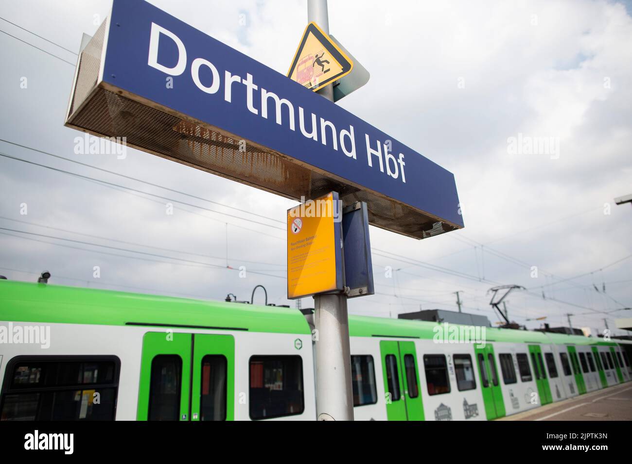 Dortmund, Germany. 20th Aug, 2022. A train stands on the track at