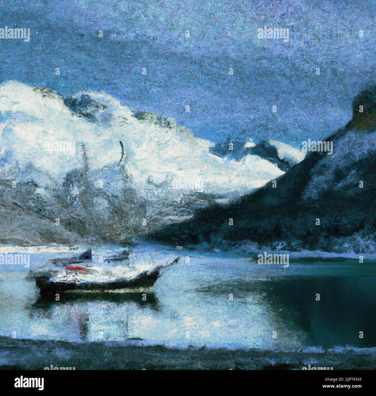 Nordic ice landscape, snow mountains and cold sea Stock Photo Alamy