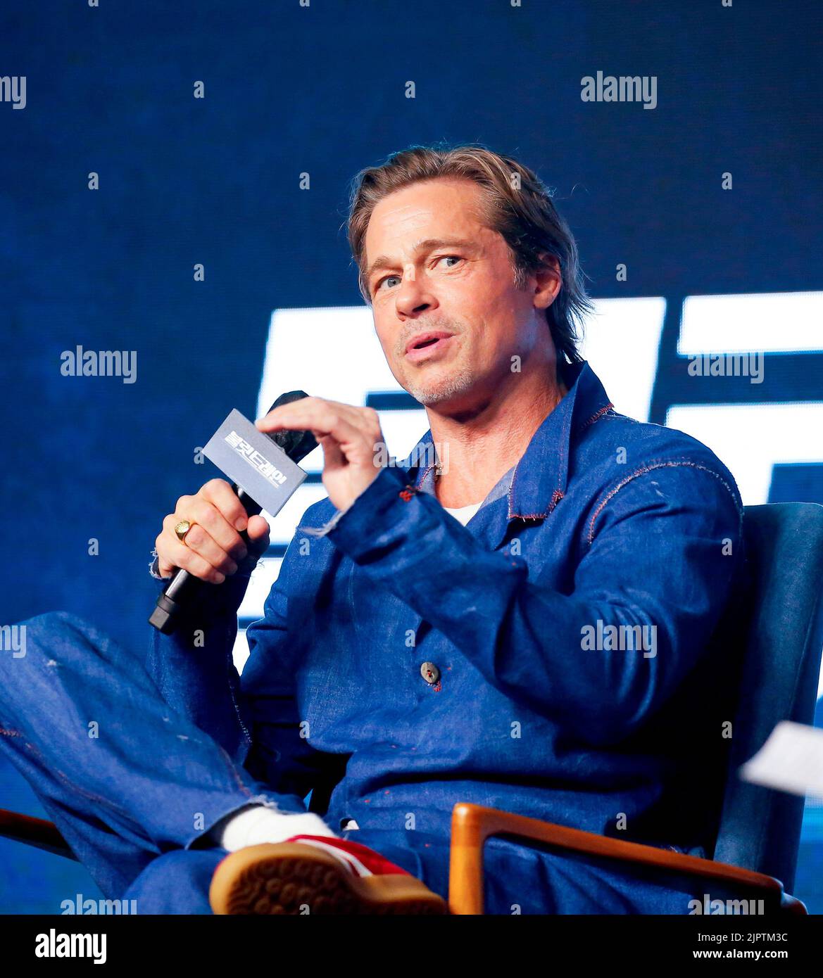 Brad Pitt, August 19, 2022 : Brad Pitt attends a press conference to