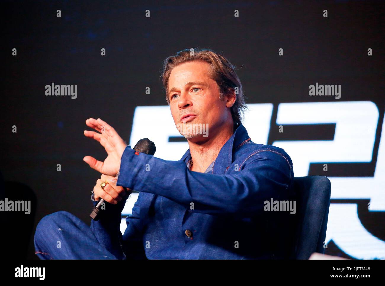 Brad Pitt, August 19, 2022 : Brad Pitt attends a press conference to