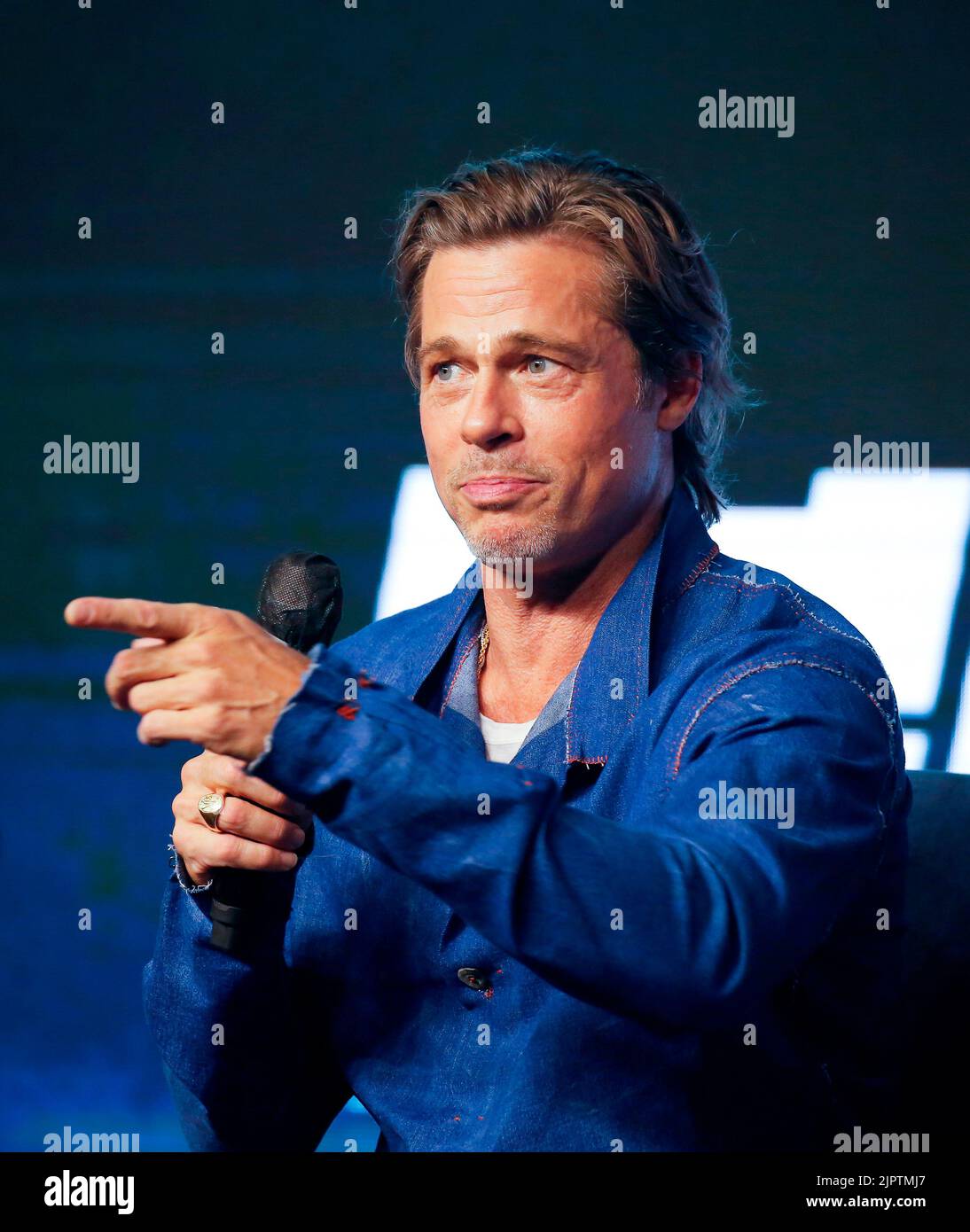 Brad Pitt, August 19, 2022 : Brad Pitt attends a press conference to