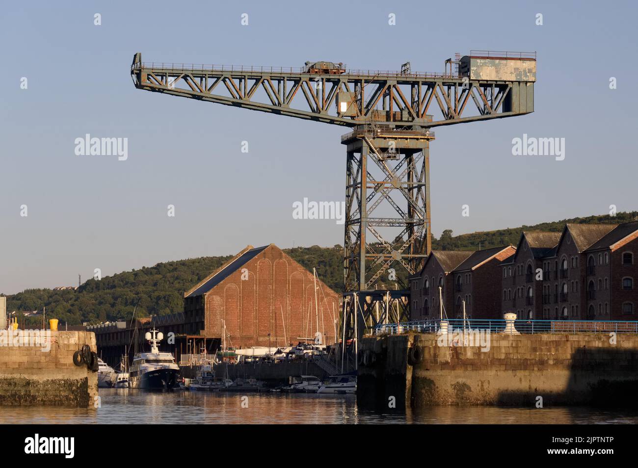Crane in Port Glasgow at James Watt Dock Stock Photo