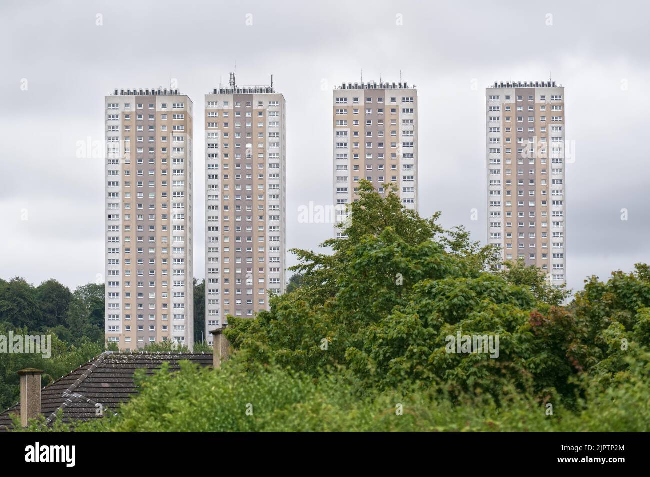 Council flats in poor housing estate with many social welfare issues in