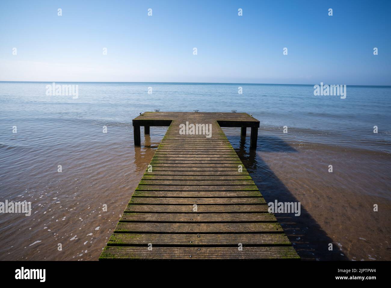 Mooring Jetty on Seascale Beach in Cumbria, England Stock Photo