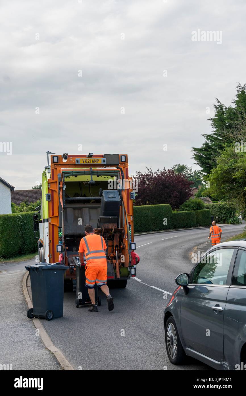 Collecting black bin rubbish Cherry Willingham Lincolnshire 2022 Stock Photo