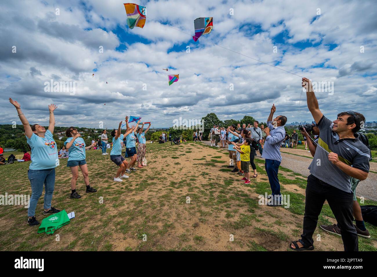 London, UK. 20th Aug, 2022. Flying the kites on Parliament Hill Fly
