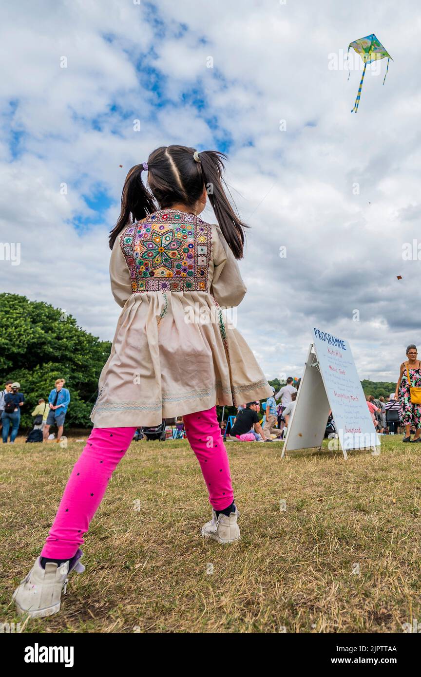 London, UK. 20th Aug, 2022. Flying the kites on Parliament Hill Fly