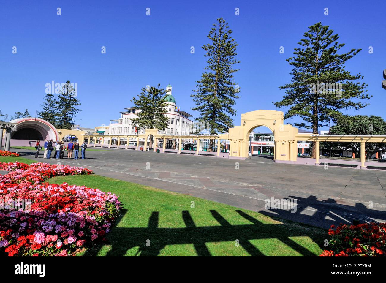 Napier's landmark of the Dome and the Colonnades ( large arch) in Marine Parade, Napier, a Napier's landmark of the Dome and the Colonnades ( large arch) in Marine Parade, Napier, a