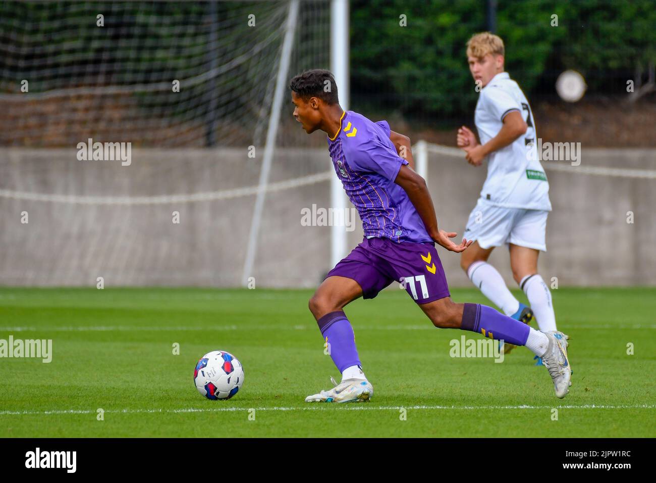 Swansea, Wales. 20 August 2022. Kai Andrews of Coventry City Under 18s in action during the Professional Development League game between Swansea City Under 18 and Coventry City  Under 18 at the Swansea City Academy in Swansea, Wales, UK on 20 August 2022. Credit: Duncan Thomas/Majestic Media/Alamy Live News. Stock Photo