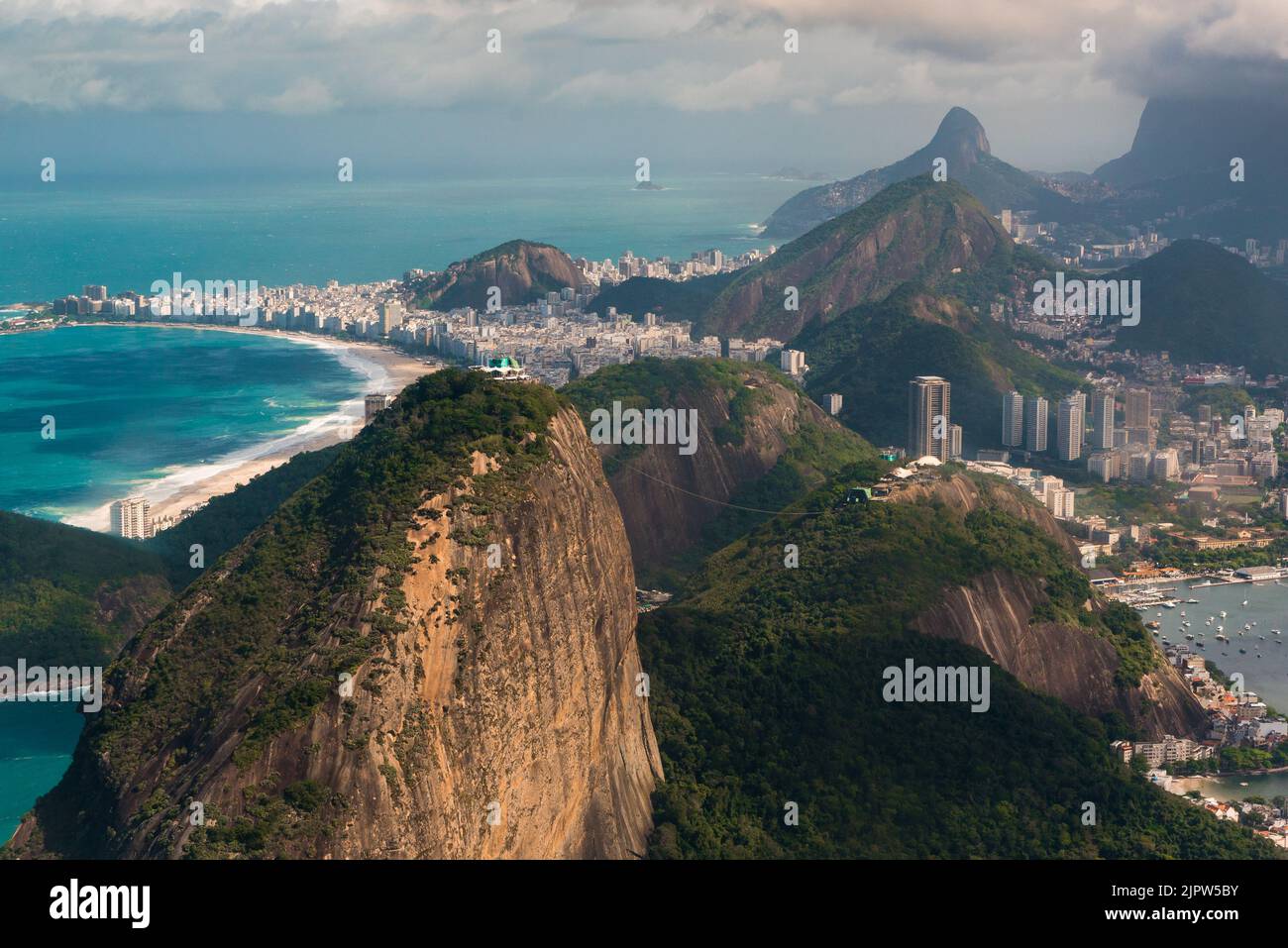 Aerial View of Rio de Janeiro With Sugarloaf Mountain and Copacabana ...
