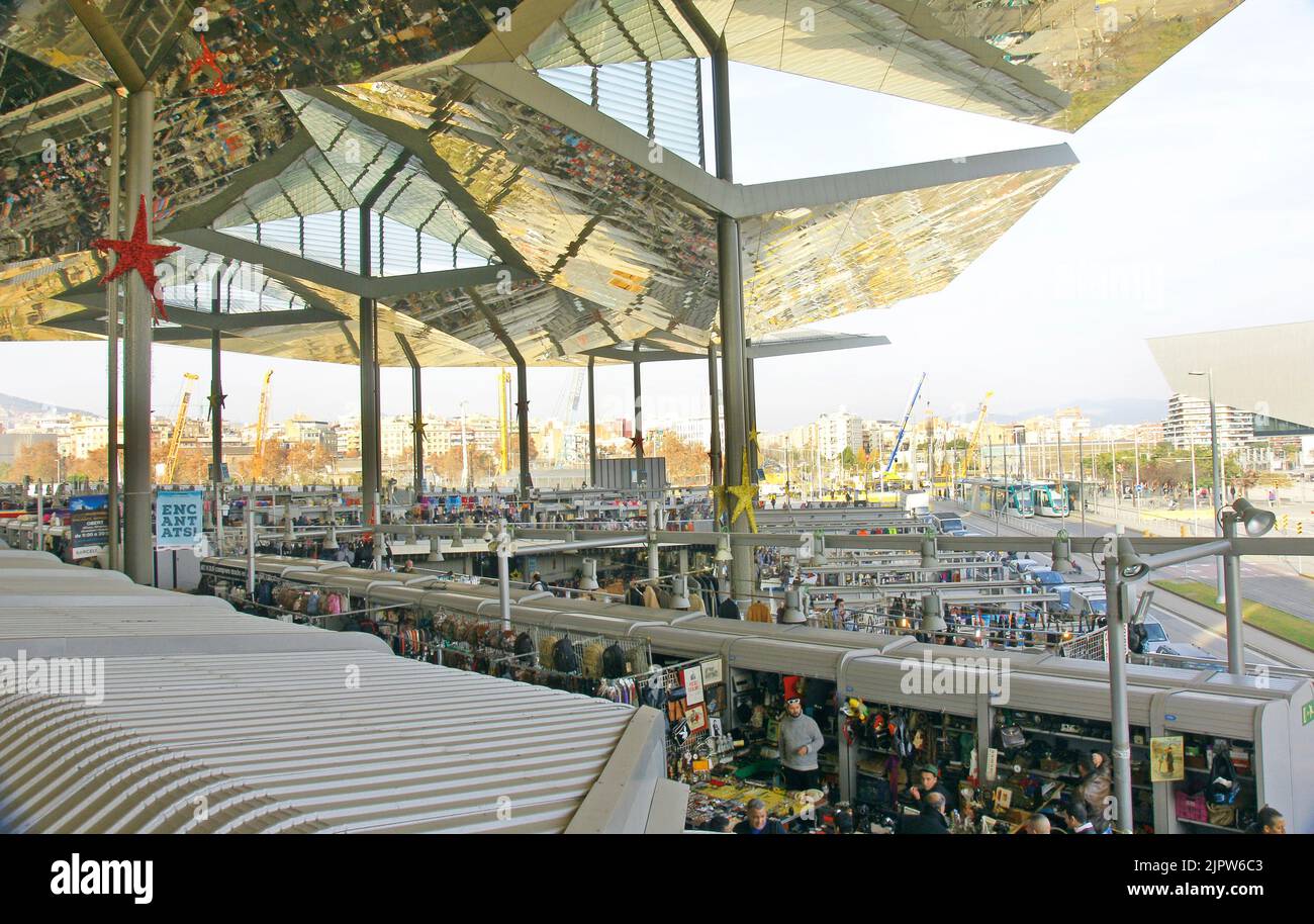 Interior of the Encantes Nuevos or Fira de Bellcaire in Barcelona ...