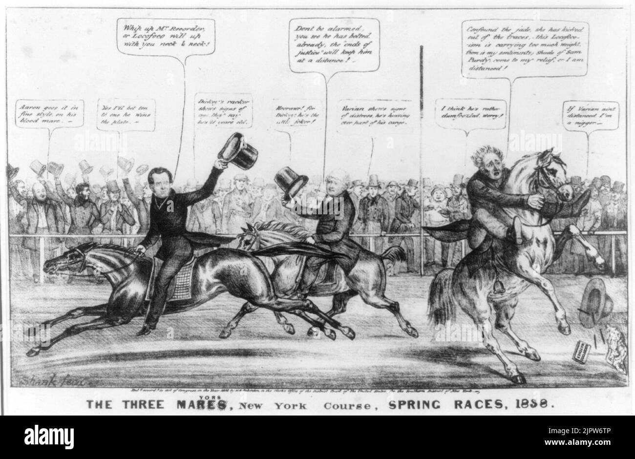 The three mares-mayors, New York course, spring races, 1838 Stock Photo ...