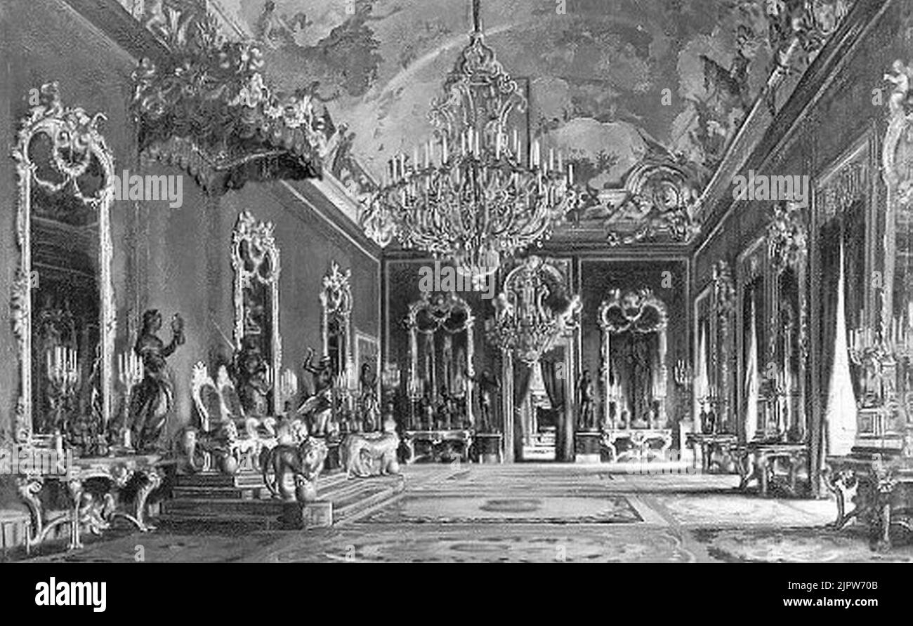 Royal palace madrid throne room Black and White Stock Photos & Images ...