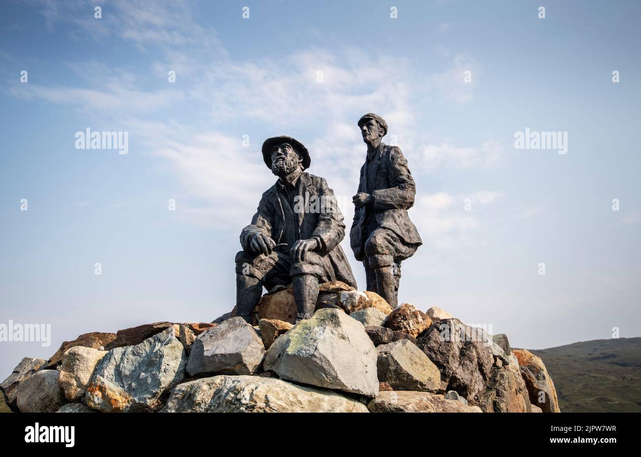 Bronze statue of mountaineering legends Norman Collie and John