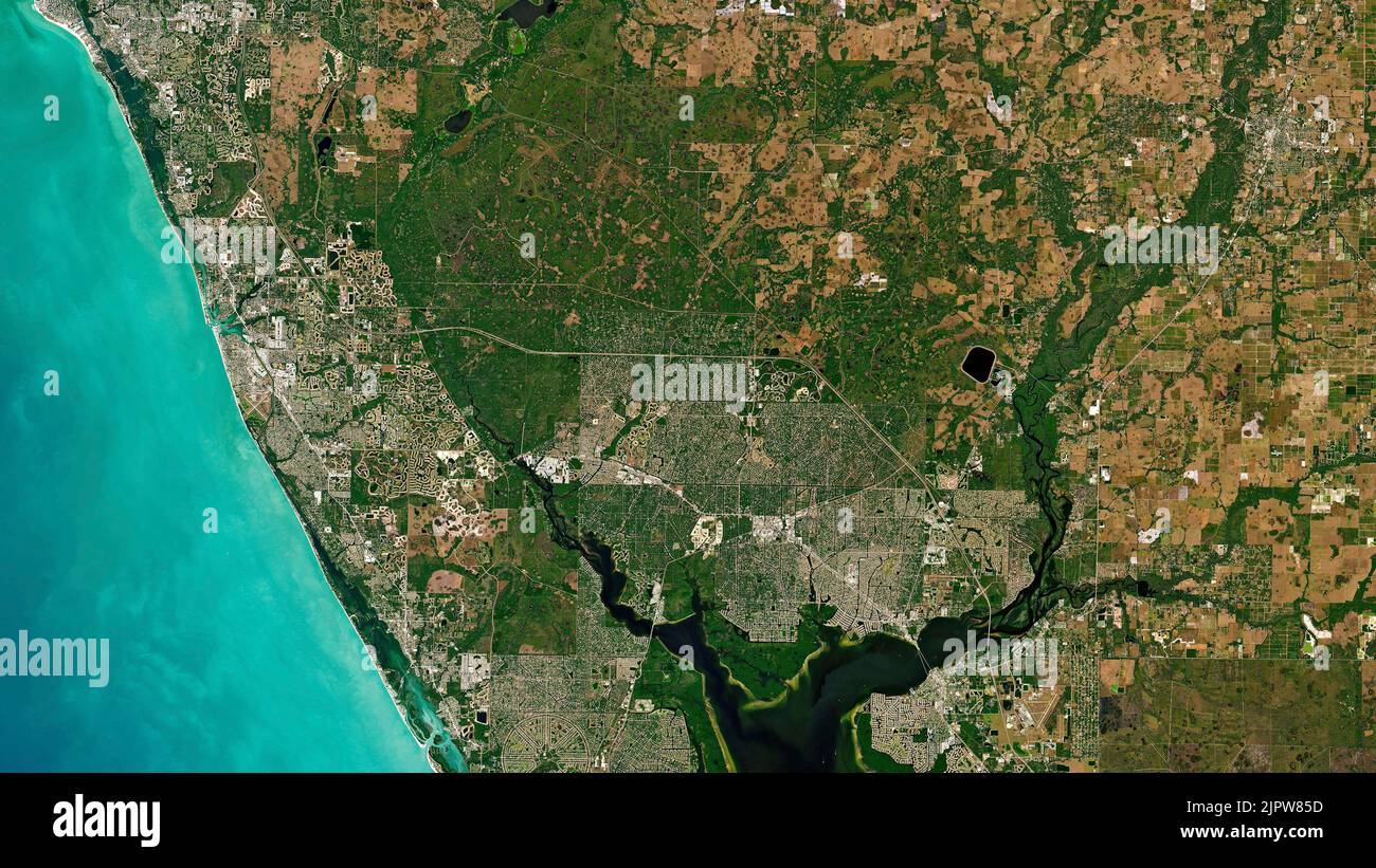 Aerial of Venice, Florida and Myakka River State Park Stock Photo