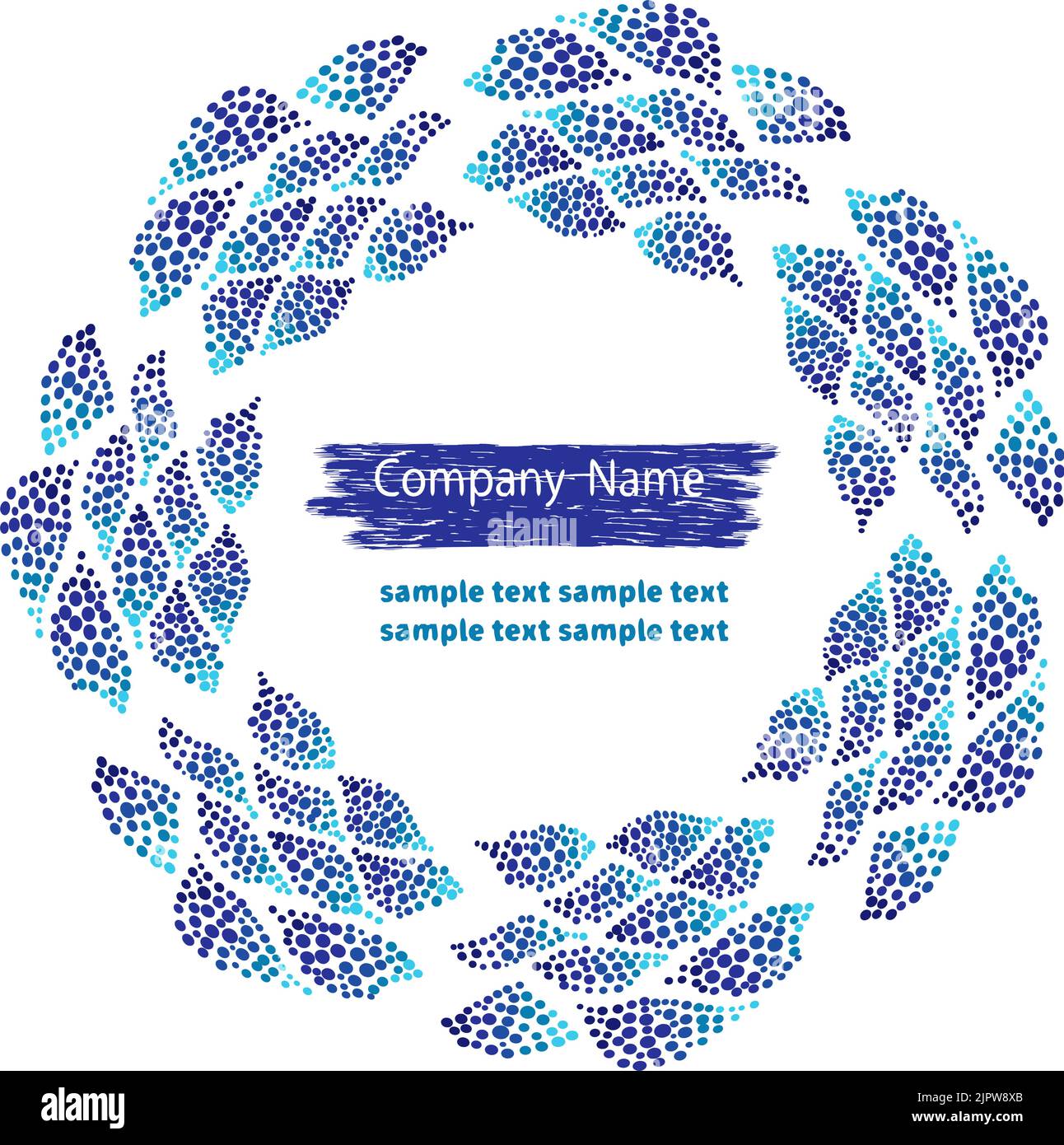 Round dotted frame. Circle vector background with blue dots Stock Vector