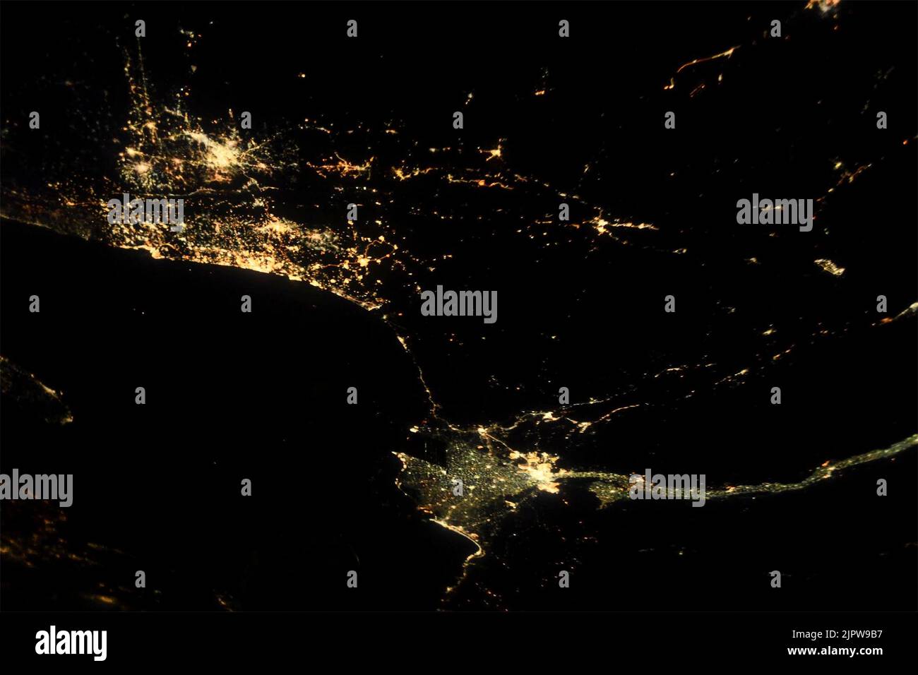 City lights at night over the Eastern Mediterranean region, July 26
