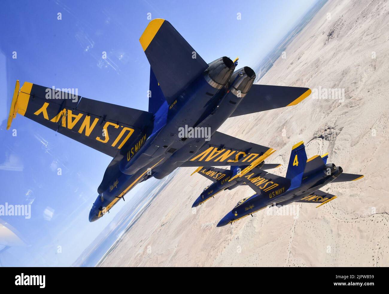 The U.S. Navy Blue Angels practice aerial maneuvers. (39984450251 Stock