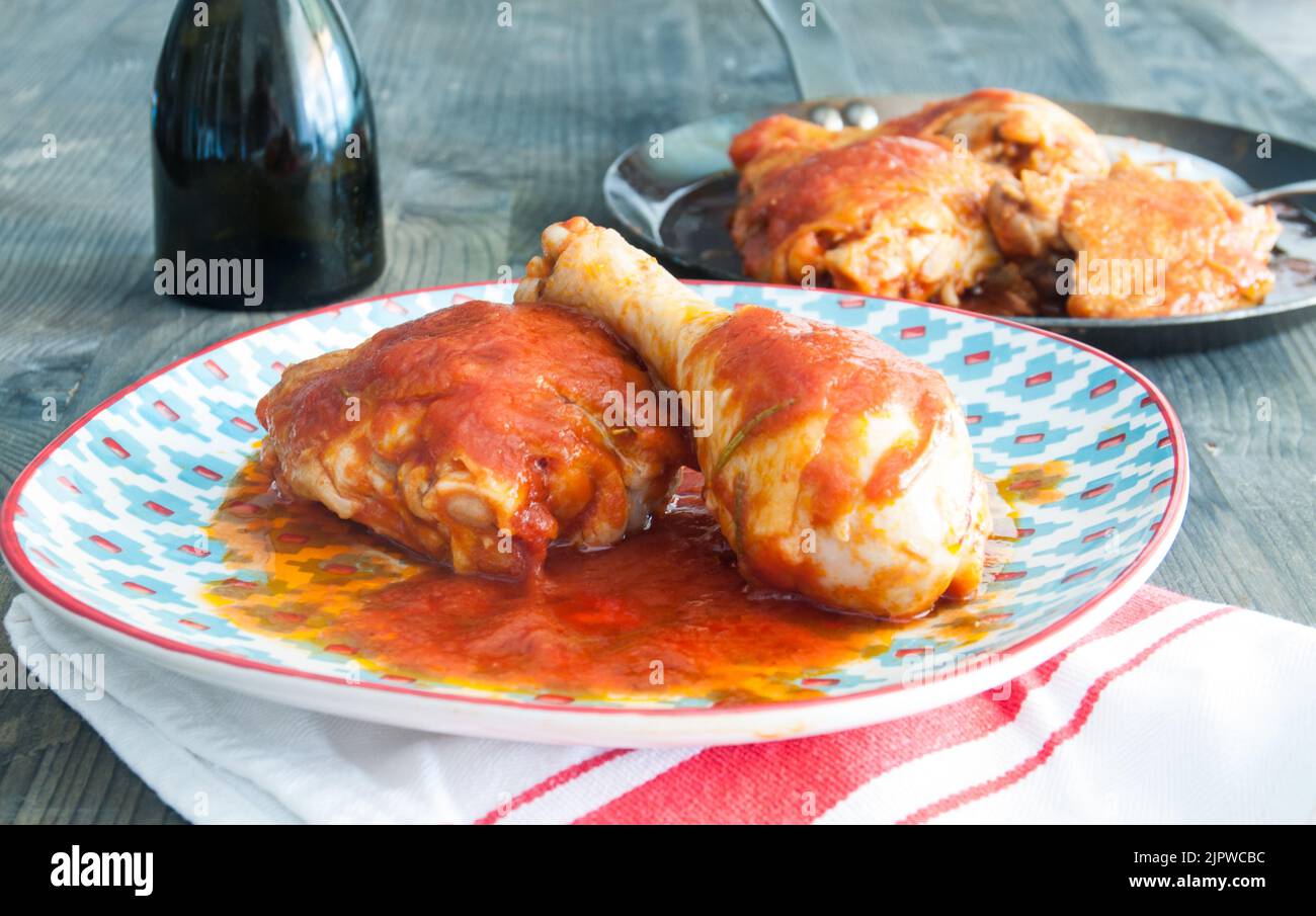 Fantastic pan-fried chicken with tomato Stock Photo