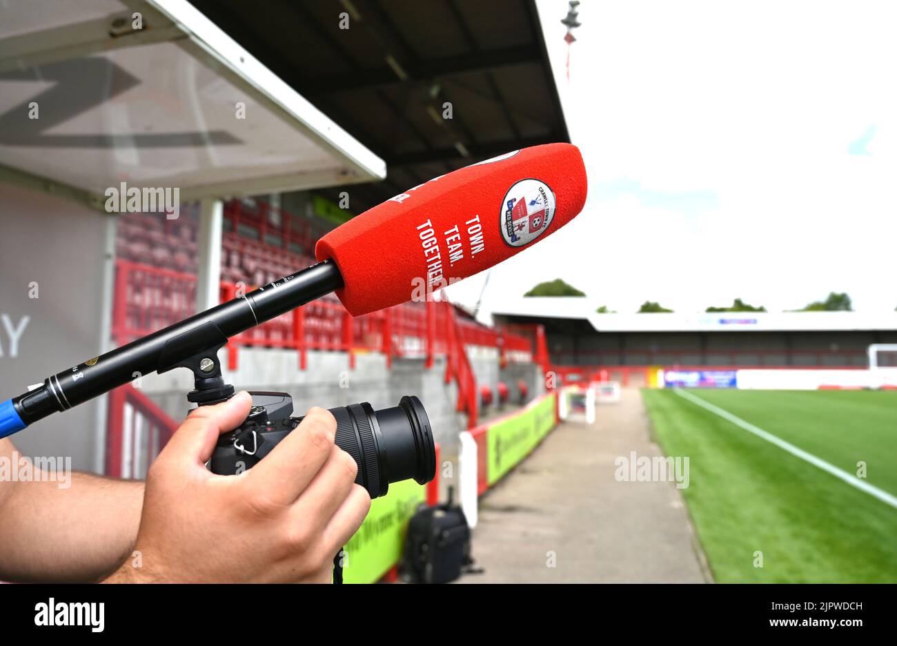 Ready for the the EFL League Two match between Crawley Town and AFC Wimbledon at the Broadfield Stadium  , Crawley ,  UK - 20th August 2022 Editorial use only. No merchandising. For Football images FA and Premier League restrictions apply inc. no internet/mobile usage without FAPL license - for details contact Football Dataco Stock Photo