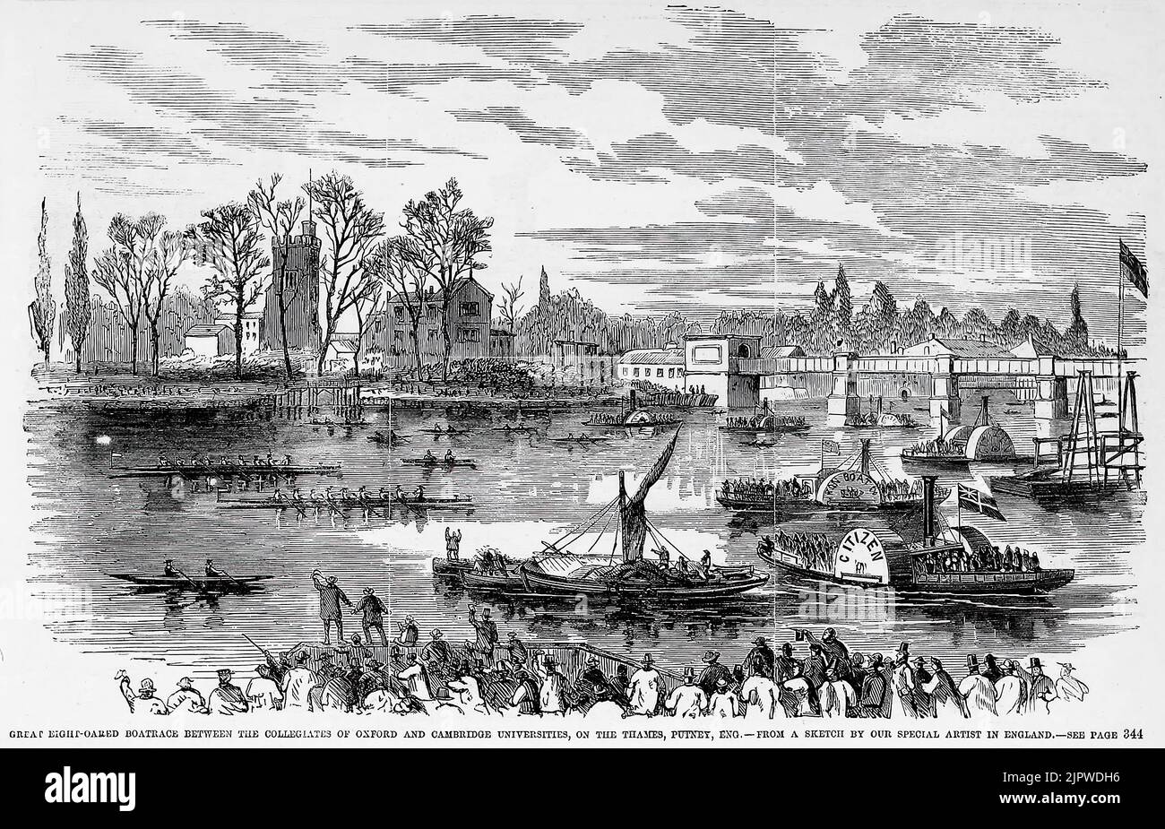 Great eightoared boat race between the collegiates of Oxford and