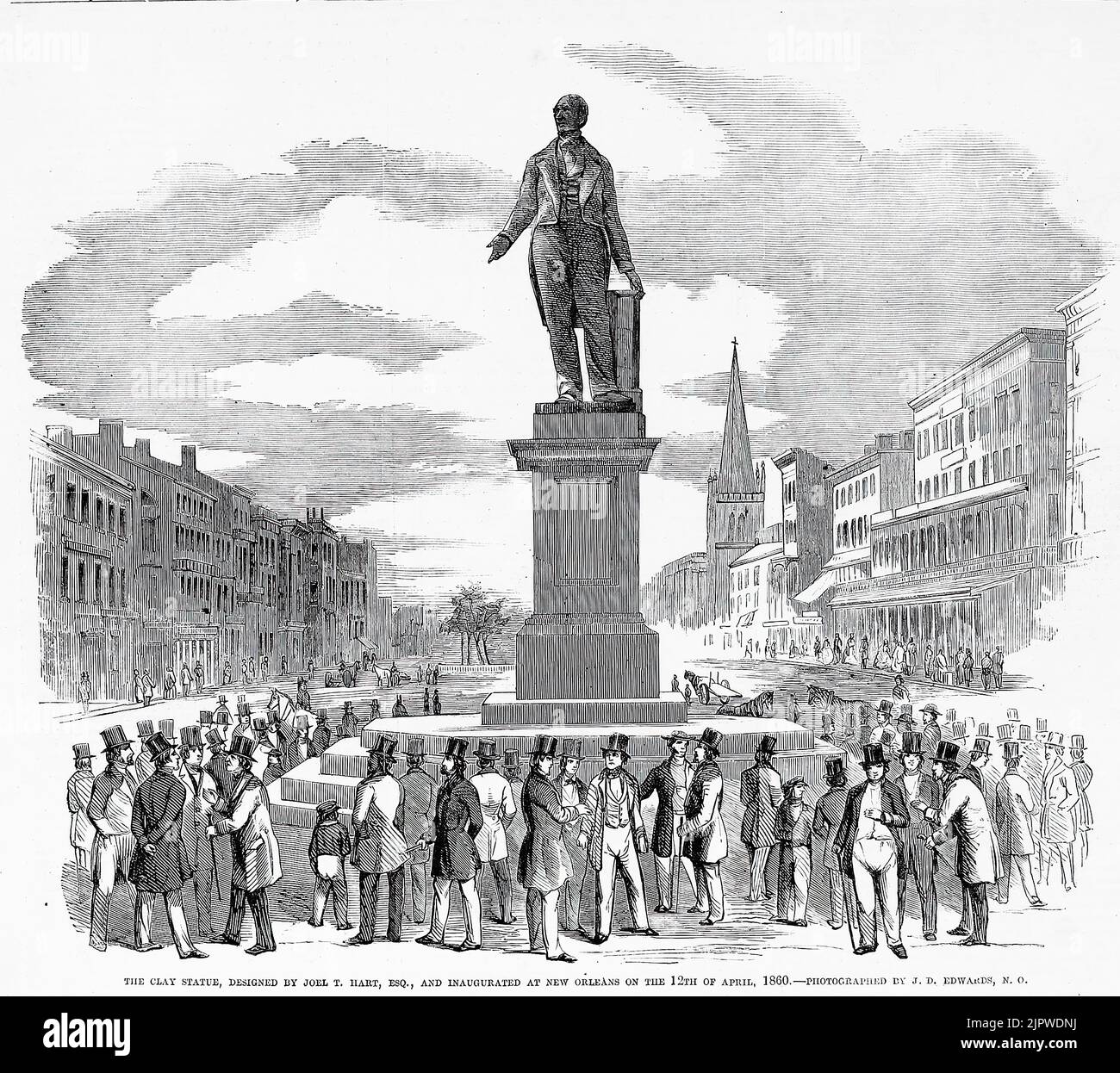 The Henry Clay statue, designed by Joel Tanner Hart, and inaugurated at New Orleans, Louisiana, April 12th, 1860. 19th century illustration from Frank Leslie's Illustrated Newspaper Stock Photo