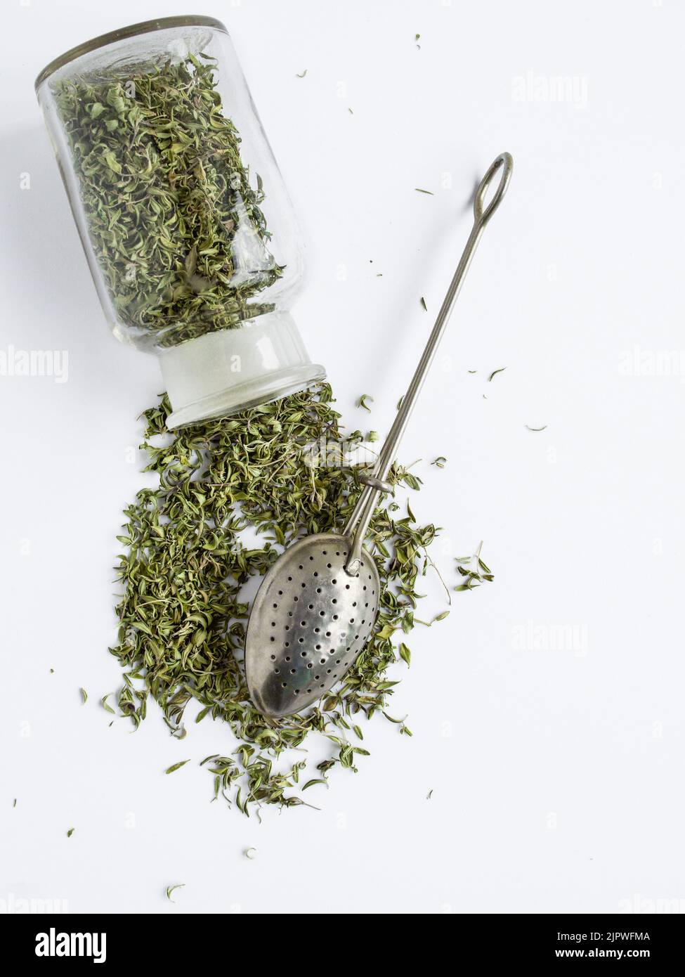 Overhead dried thyme on white hires stock photography and images Alamy