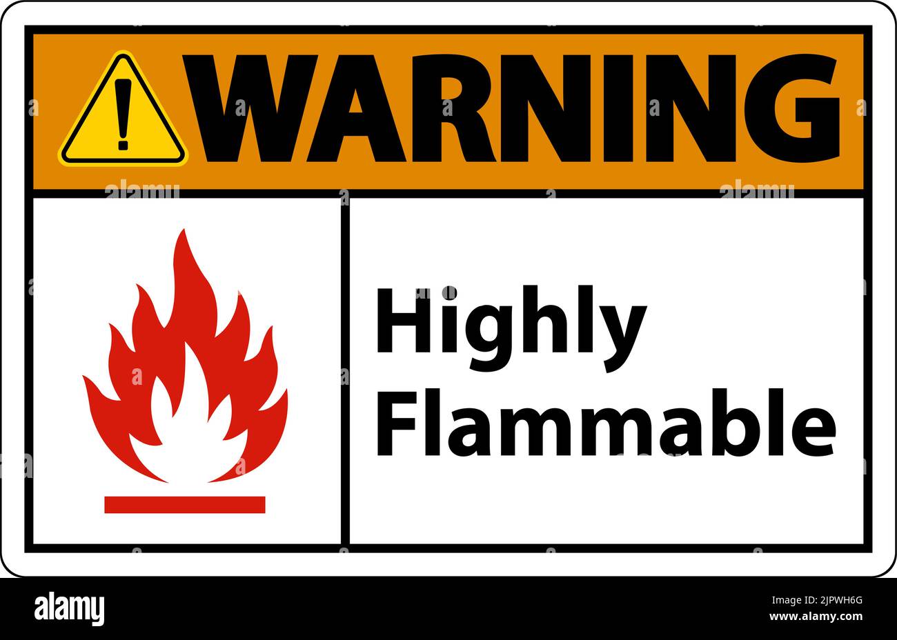 Warning Highly Flammable Sign On White Background Stock Vector