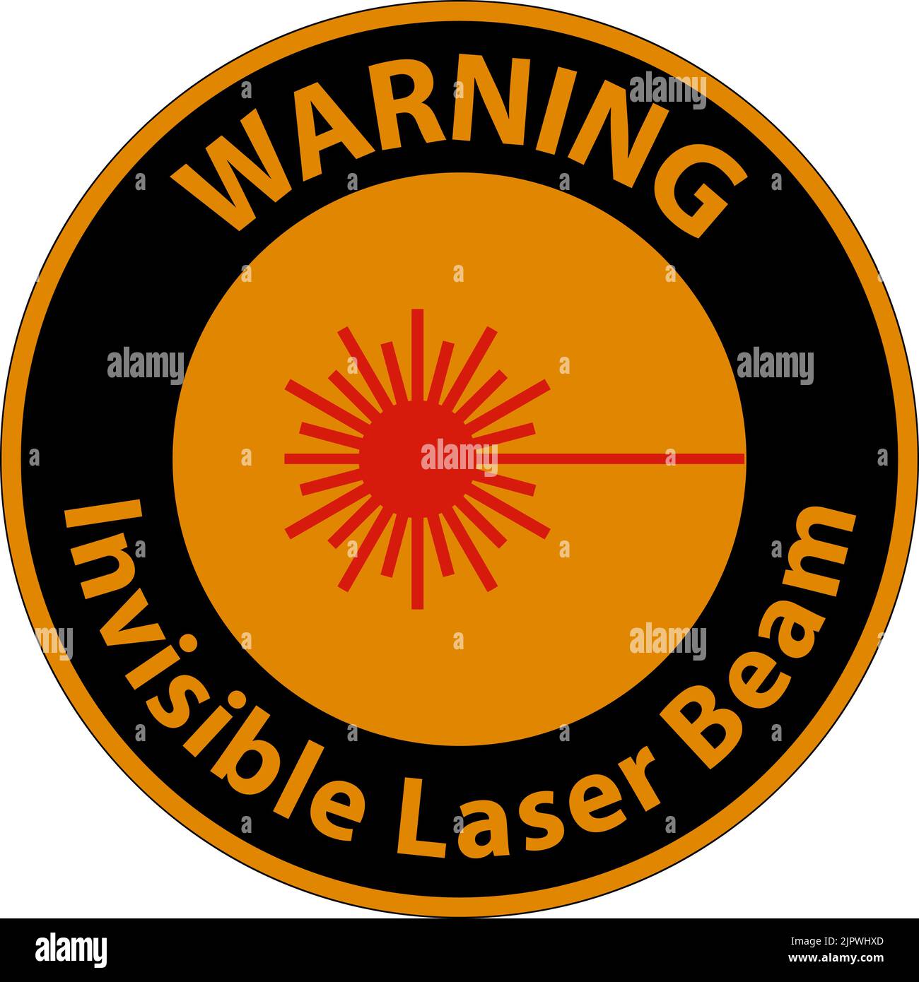 Warning Sign invisible laser beam On White Background Stock Vector