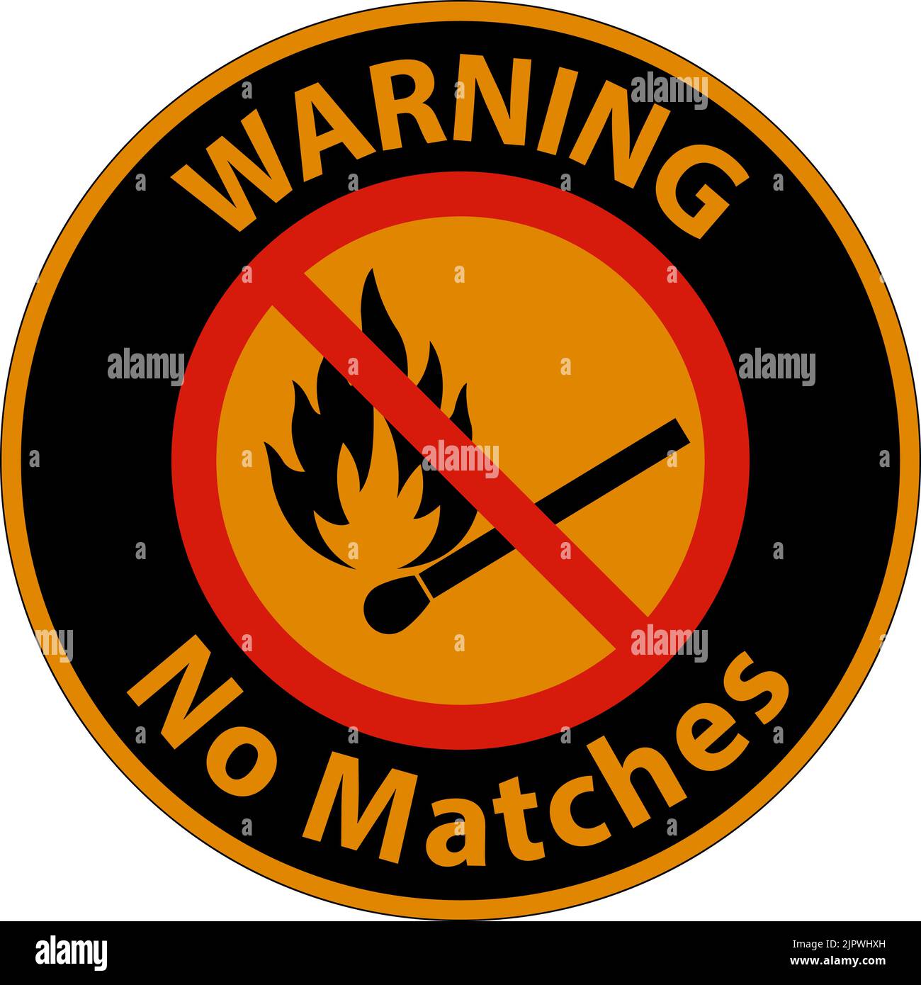 Warning No Fire, No Matches or Open Flame Sign Stock Vector Image & Art