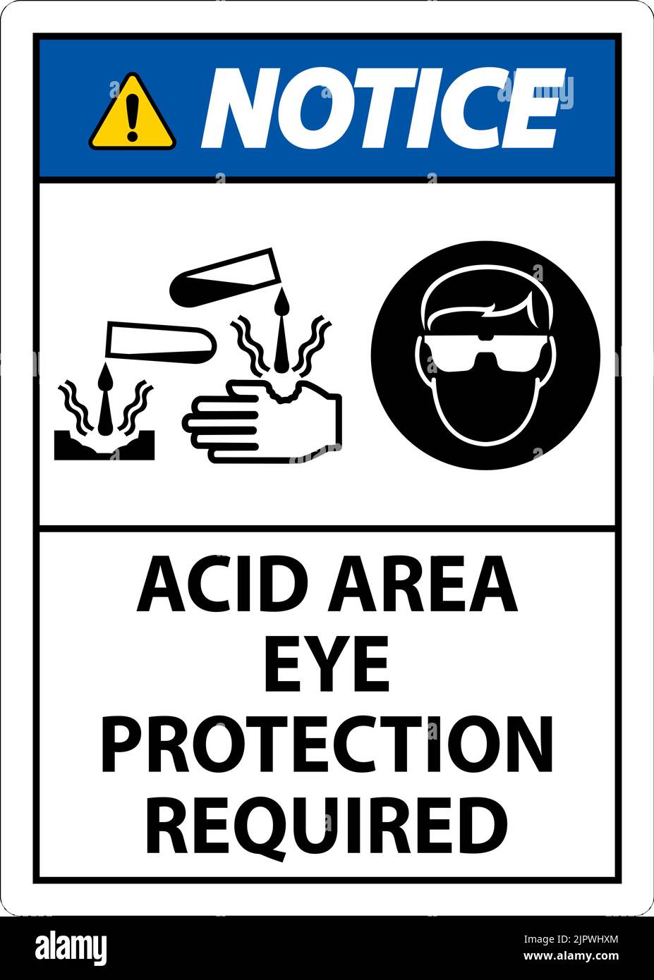 Acid Resistant Sign Notice Acid Area Eye Protection Required Sign With Sign Stock Vector ...
