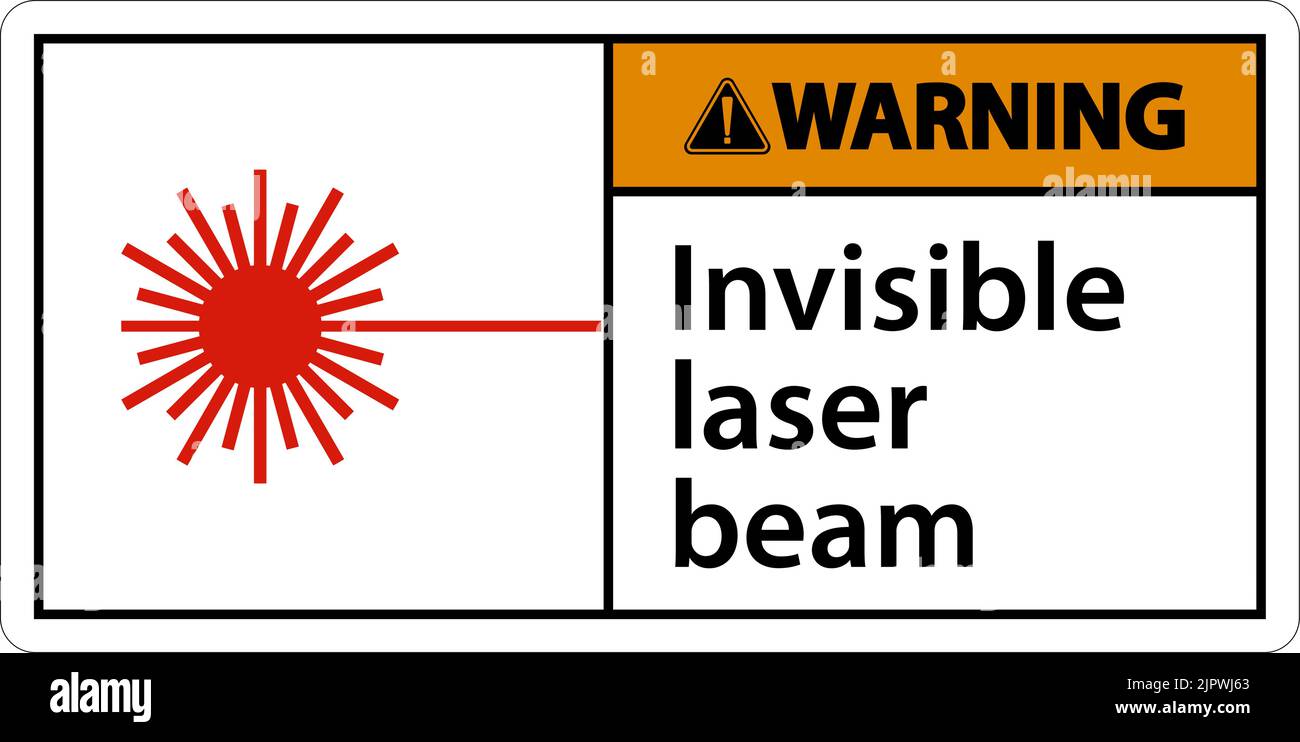 Warning Sign invisible laser beam On White Background Stock Vector