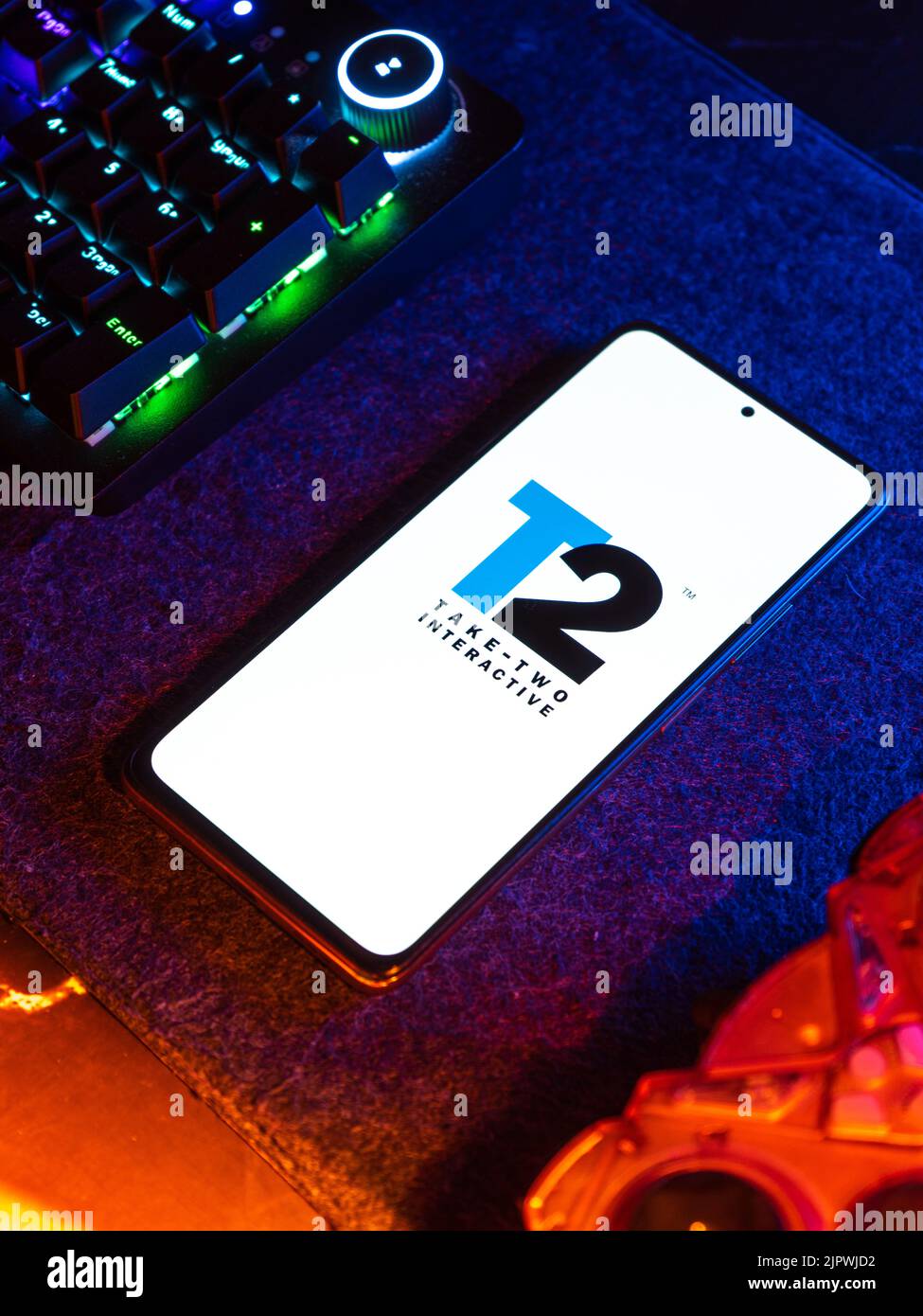 West Bangal, India - April 20, 2022 : Take Two Interactive on phone screen stock image. Stock Photo