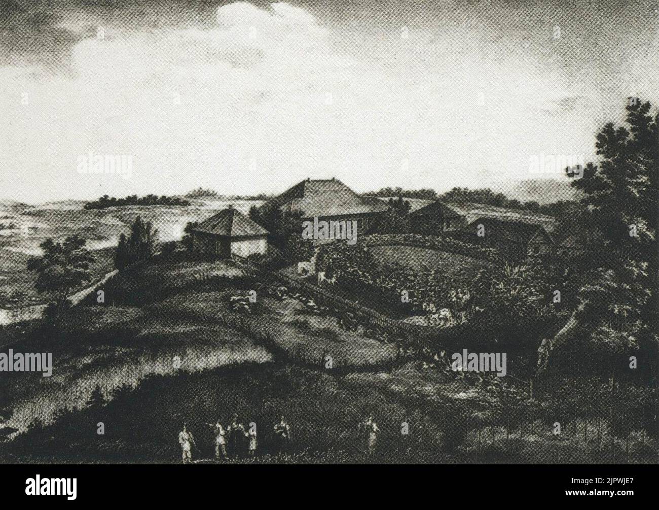 The village of Mikhailovskoye. 1837 Pskovskaya oblast Stock Photo