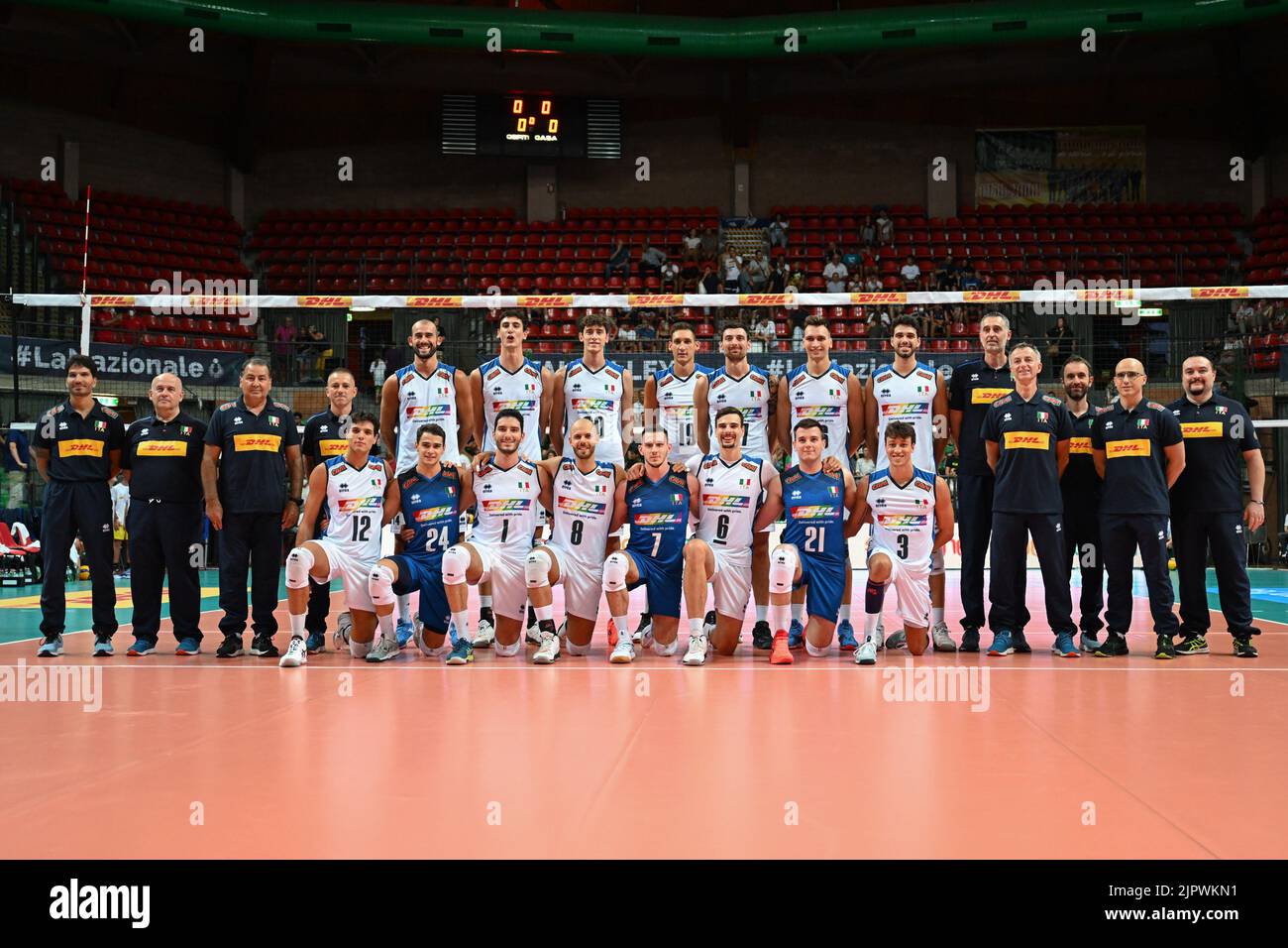 Cuneo, Italy. 20th Aug, 2022. Team Italy during DHL Test Match Tournament - Italy vs Japan, Volleyball Intenationals in Cuneo, Italy, August 20 2022 Credit: Independent Photo Agency/Alamy Live News Stock Photo
