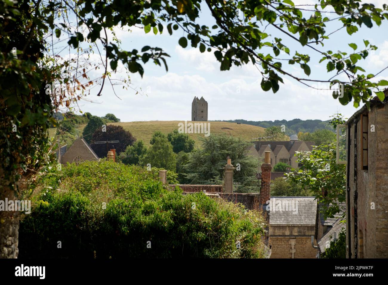 Around Bruton, a popular small town in Somerset, UK. The dovecot seen from St Catherines Hill Stock Photo