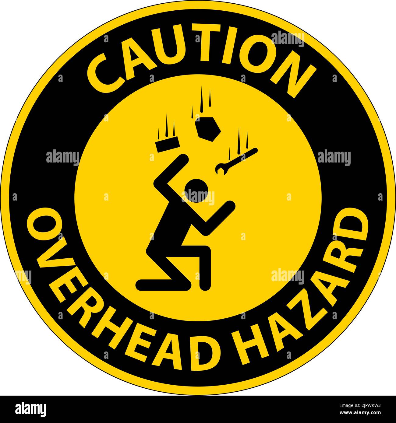 Caution Overhead Hazard Sign On White Background Stock Vector Image